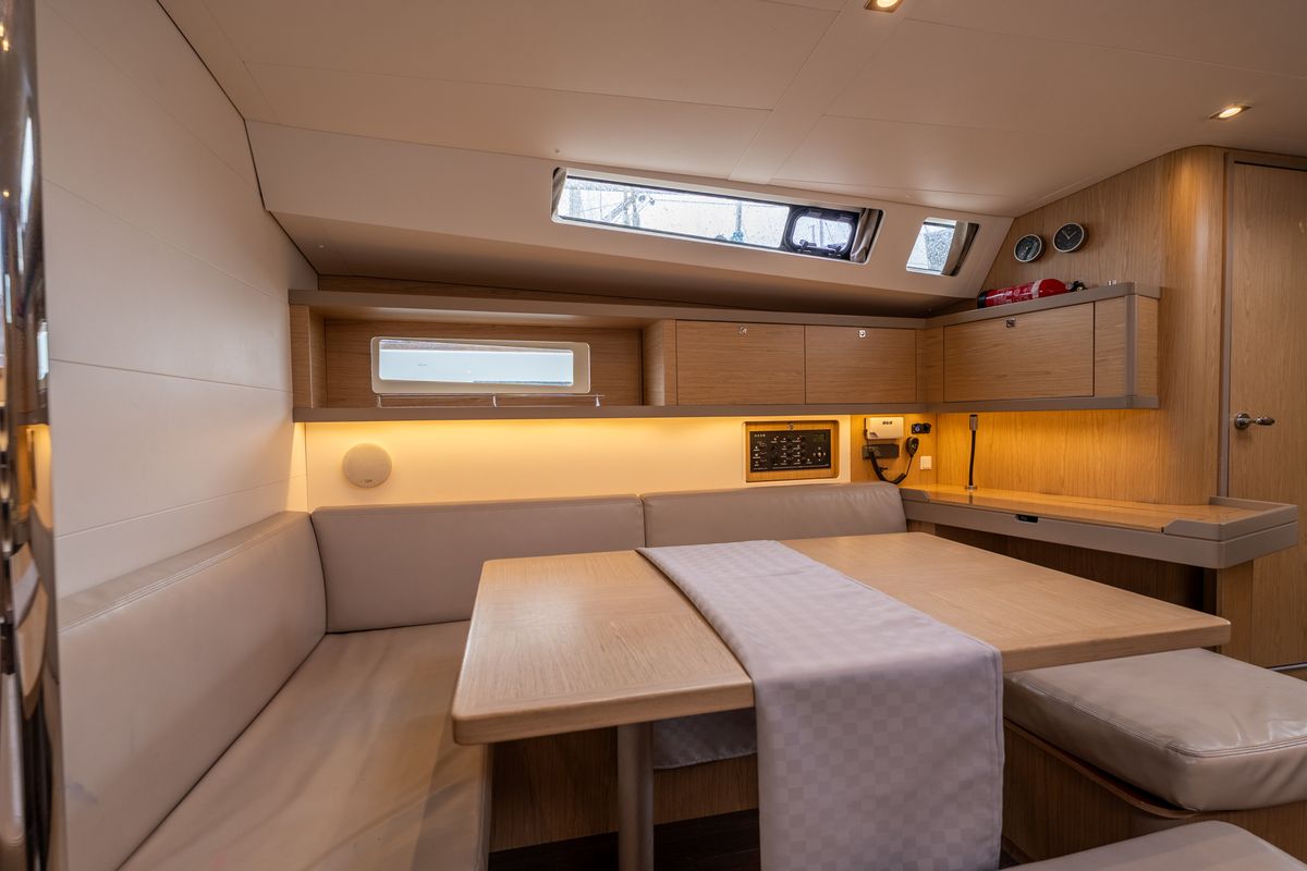 Salon of Asteria - Standard line, a Beneteau Oceanis 45 sailboat at Salerno, Italy