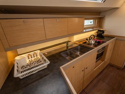 Galley of Asteria - Standard line, a Beneteau Oceanis 45 sailboat at Salerno, Italy