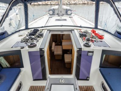 Cockpit of Asteria - Standard line, a Beneteau Oceanis 45 sailboat at Salerno, Italy