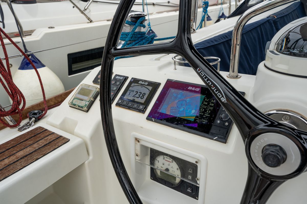 Cockpit of Asteria - Standard line, a Beneteau Oceanis 45 sailboat at Salerno, Italy