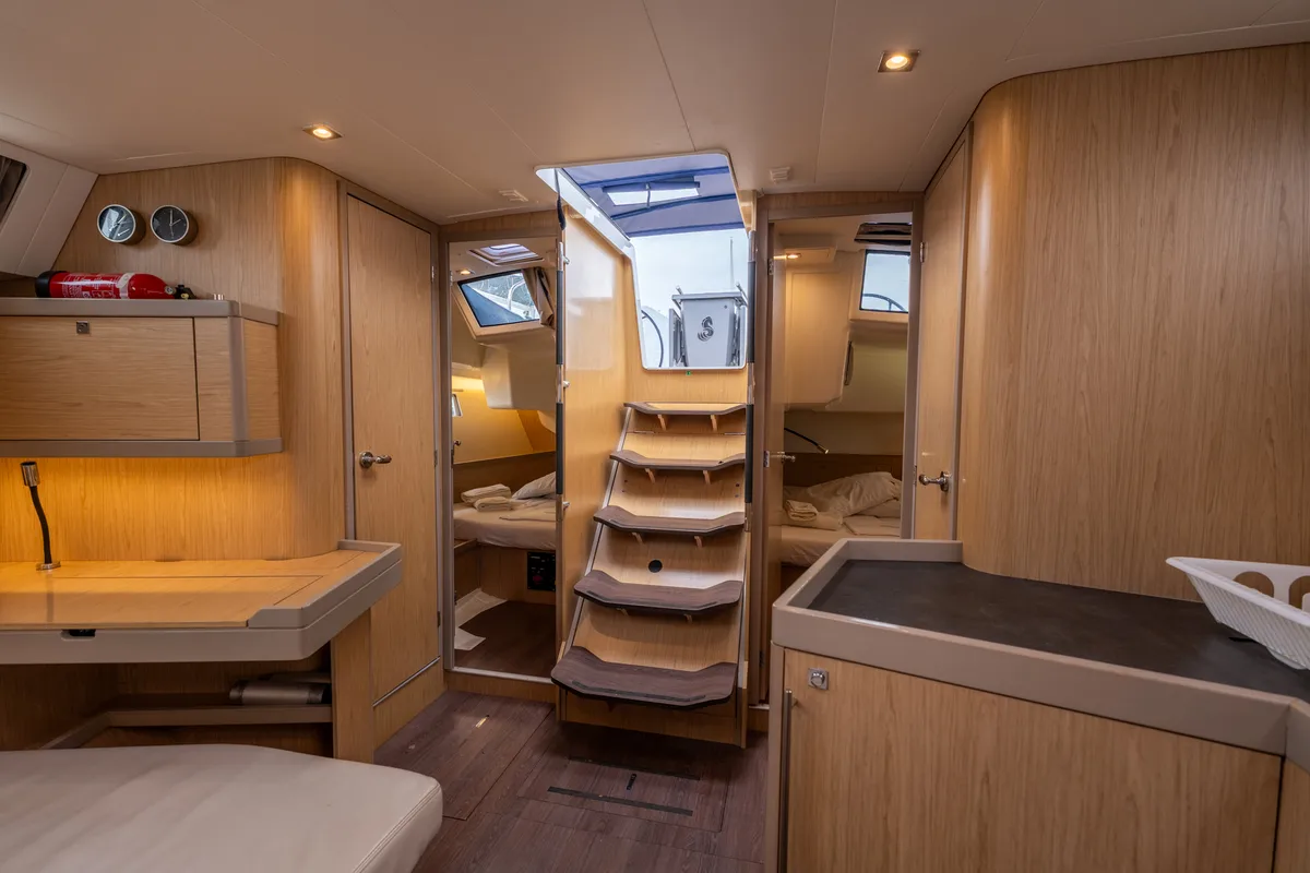Salon of Asteria - Standard line, a Beneteau Oceanis 45 sailboat at Salerno, Italy
