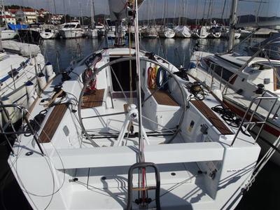 Cockpit of Taurus, a Beneteau First 35 sailboat at Jezera, Croatia