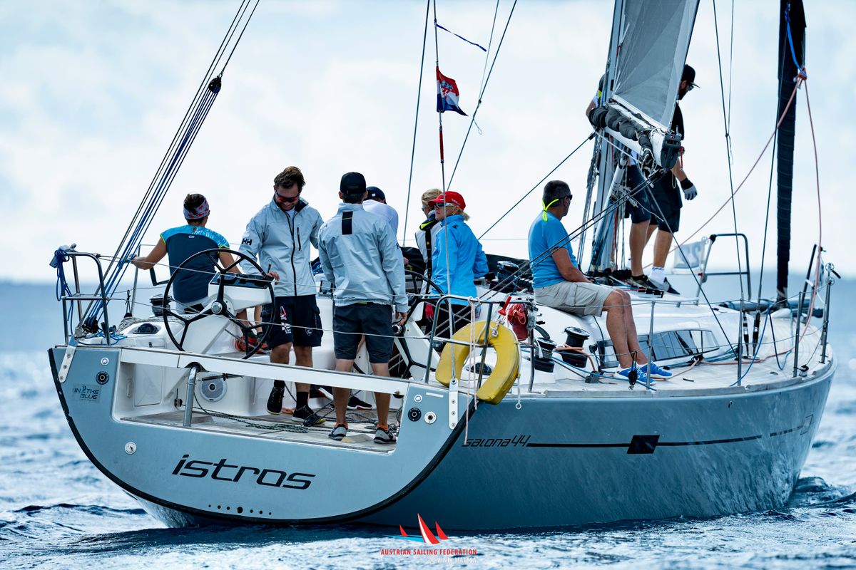 Deck of Istros, a AD Boats Salona 44 sailboat at Punat, Croatia