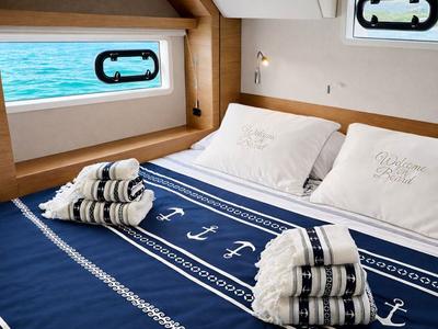 Cabin on Rendez vous, a Bali 4.6 catamaran at Olbia, Italy