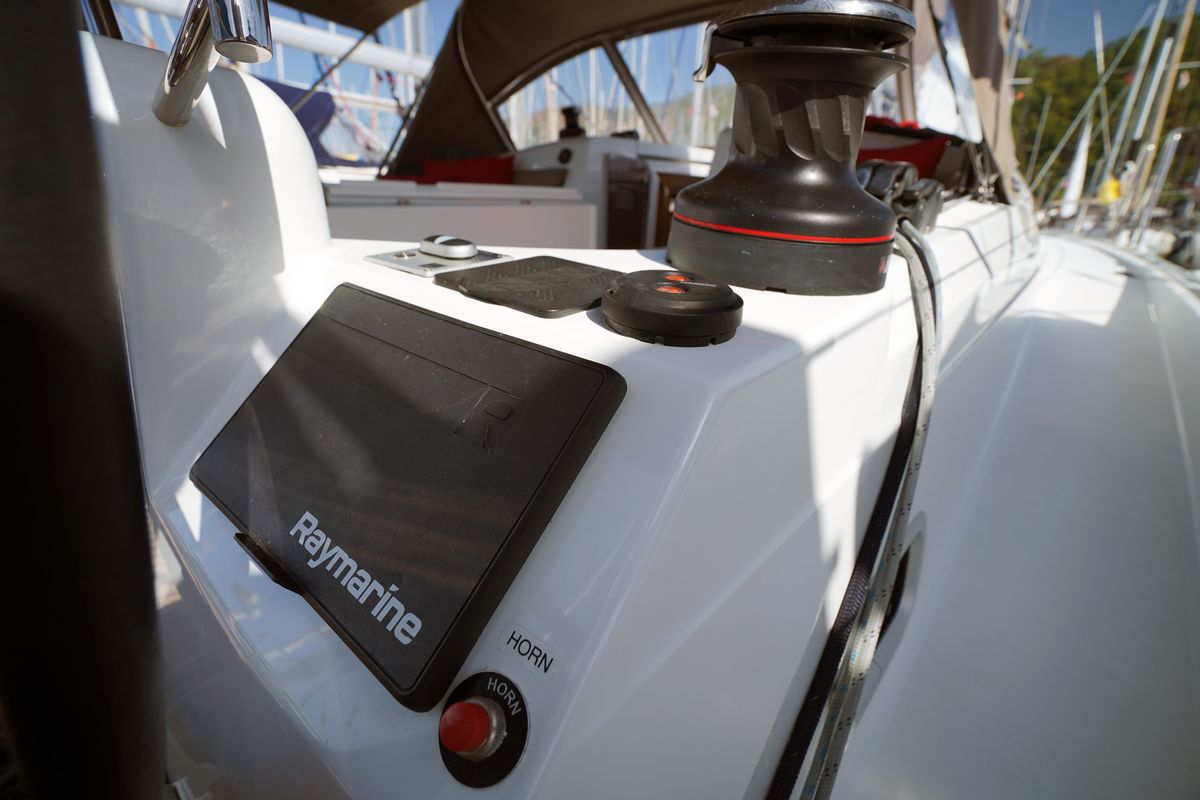 Free Me, a Jeanneau Sun Odyssey 410 sailboat at Municipal Unit of Rhodes, Greece