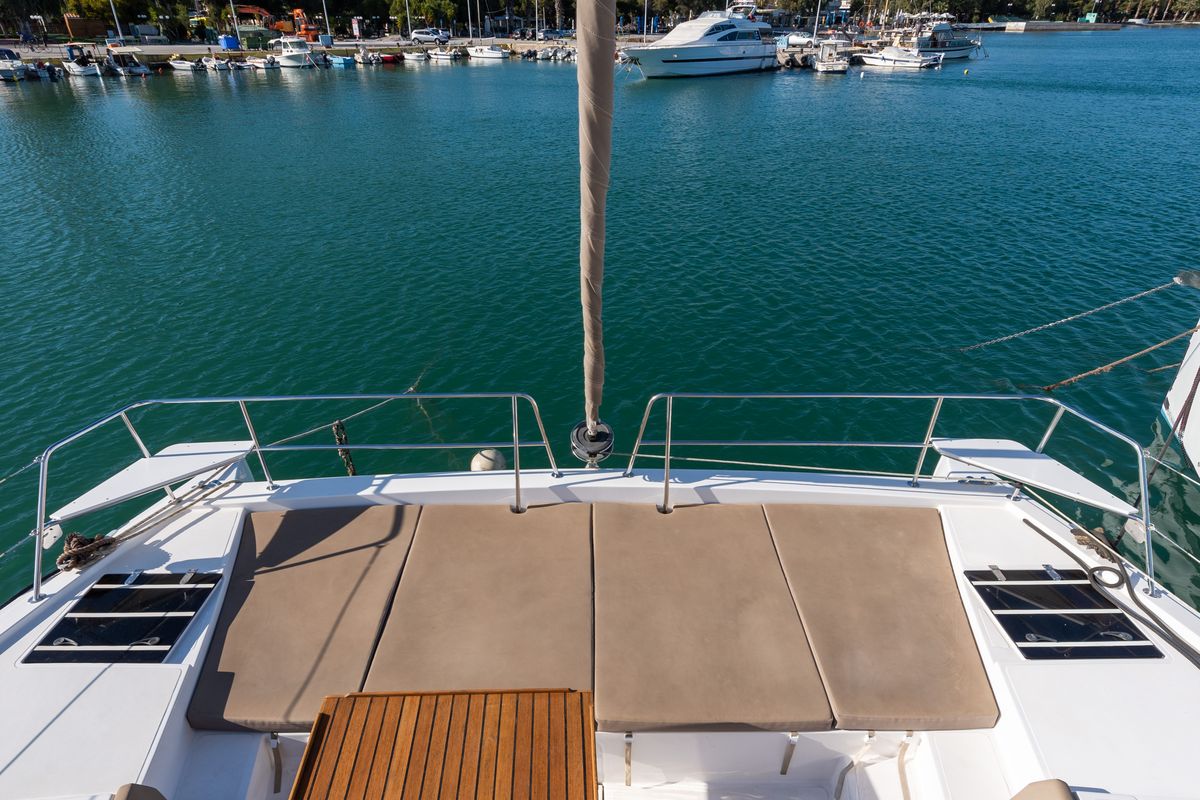 Deck of Ramon, a Bali 4.1 catamaran at Municipal Unit of Lefkada, Greece