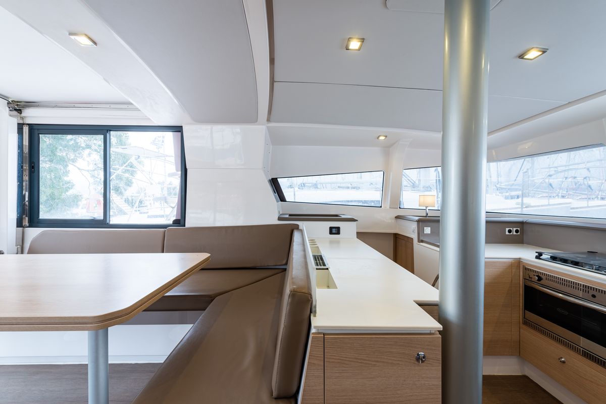Salon of Ramon, a Bali 4.1 catamaran at Municipal Unit of Lefkada, Greece
