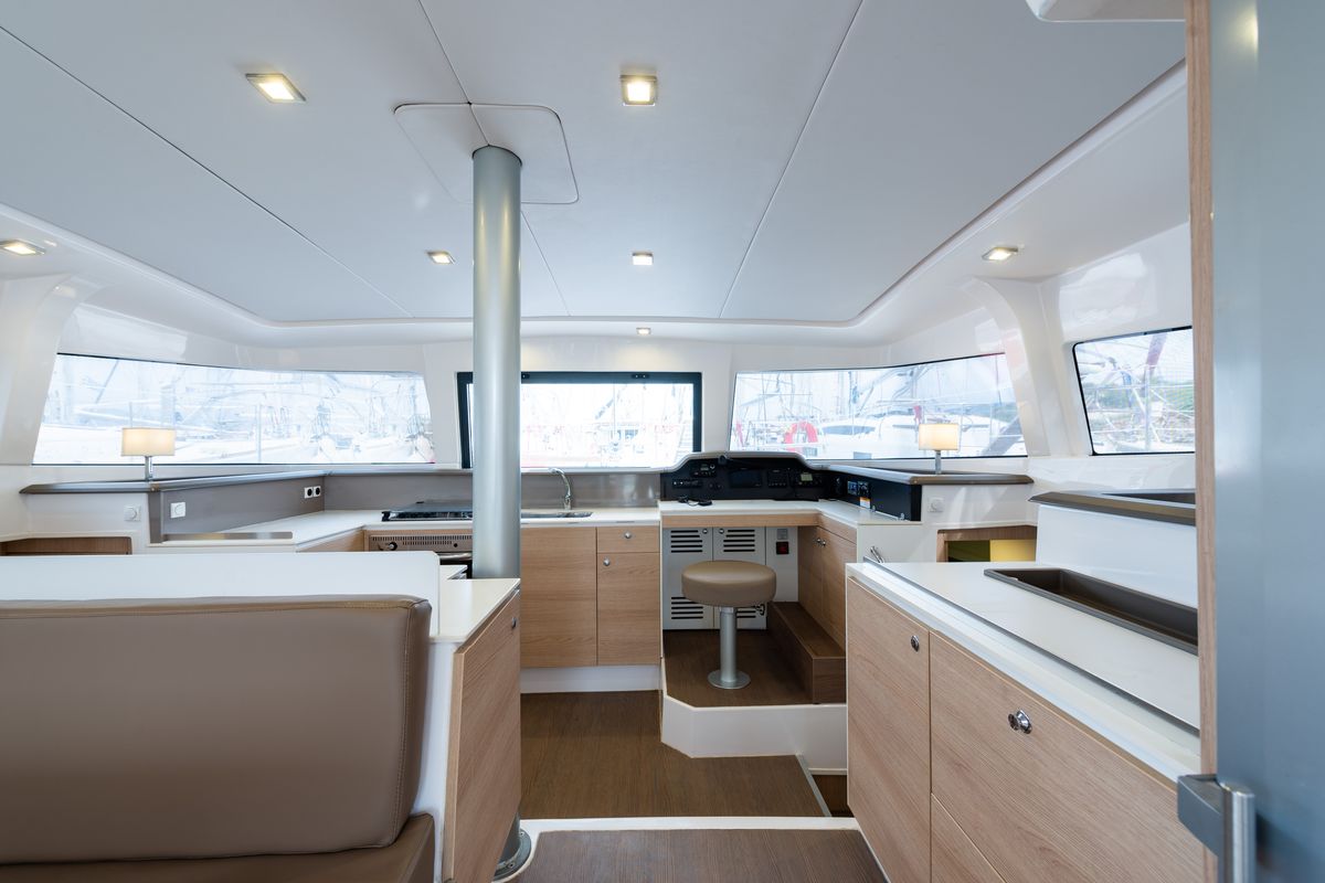Salon of Ramon, a Bali 4.1 catamaran at Municipal Unit of Lefkada, Greece