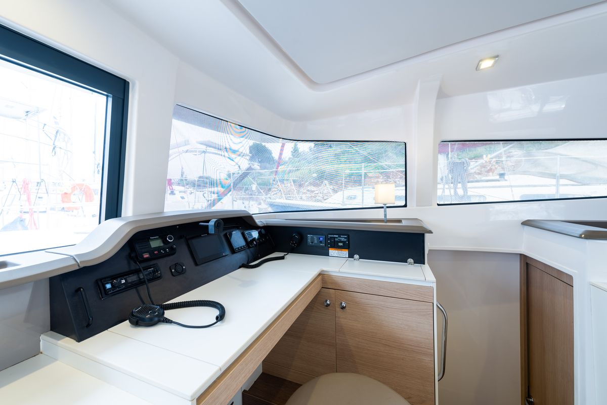 Salon of Ramon, a Bali 4.1 catamaran at Municipal Unit of Lefkada, Greece
