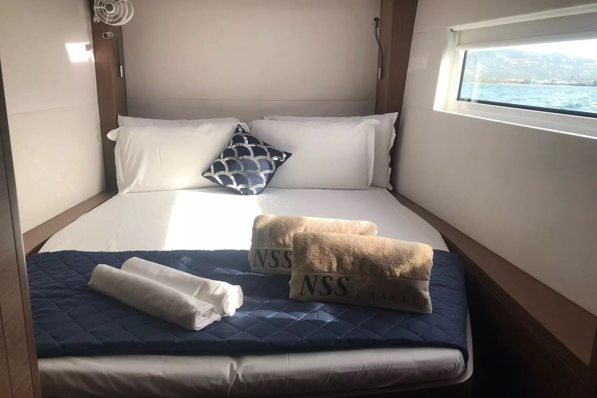 Cabin on Baten Kaitos II, a Lagoon 50 catamaran at Salerno, Italy
