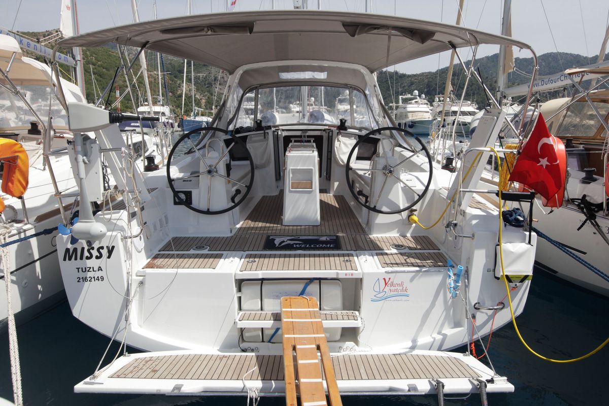 Deck of Missy, a Beneteau Oceanis 38.1 sailboat at Marmaris, Turkey