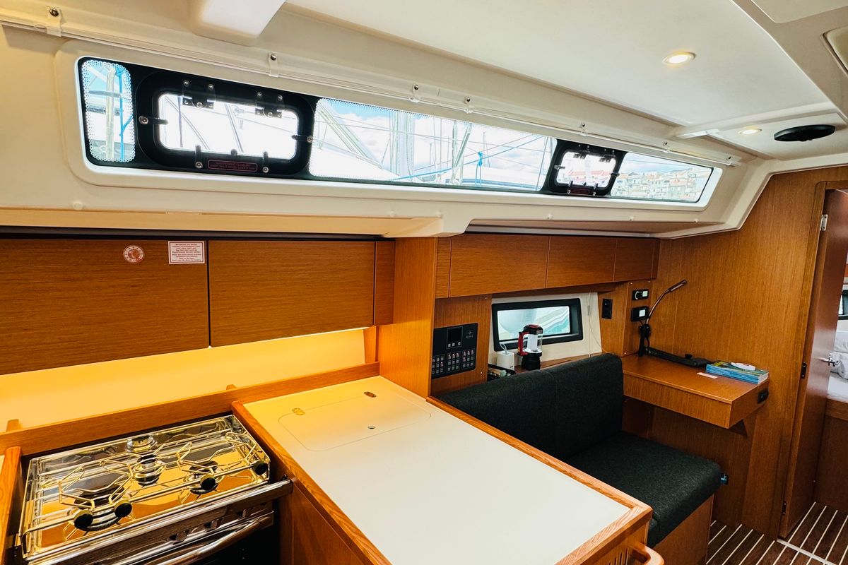 Galley of Popaj, a Bavaria C38 sailboat at Novi Vinodolski, Croatia