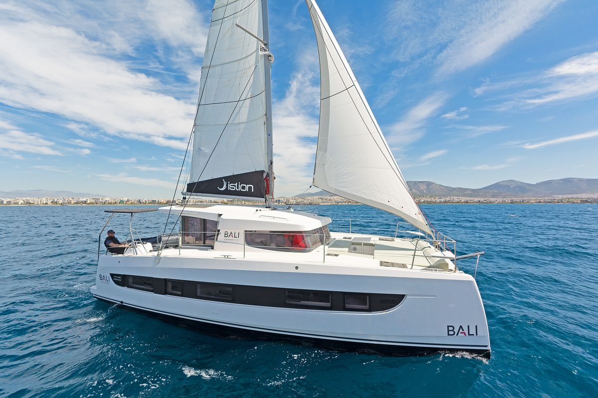 Exterior view of One Love, a Bali Catsmart catamaran at Volos Municipality, Greece