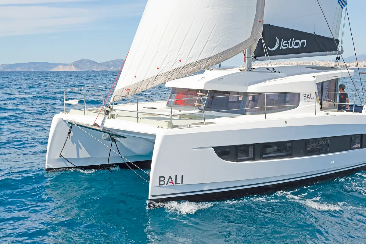 Exterior view of One Love, a Bali Catsmart catamaran at Volos Municipality, Greece
