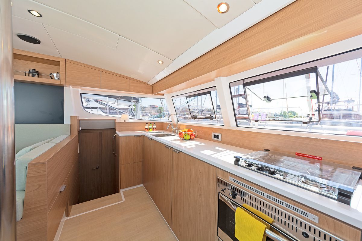 Galley of One Love, a Bali Catsmart catamaran at Volos Municipality, Greece