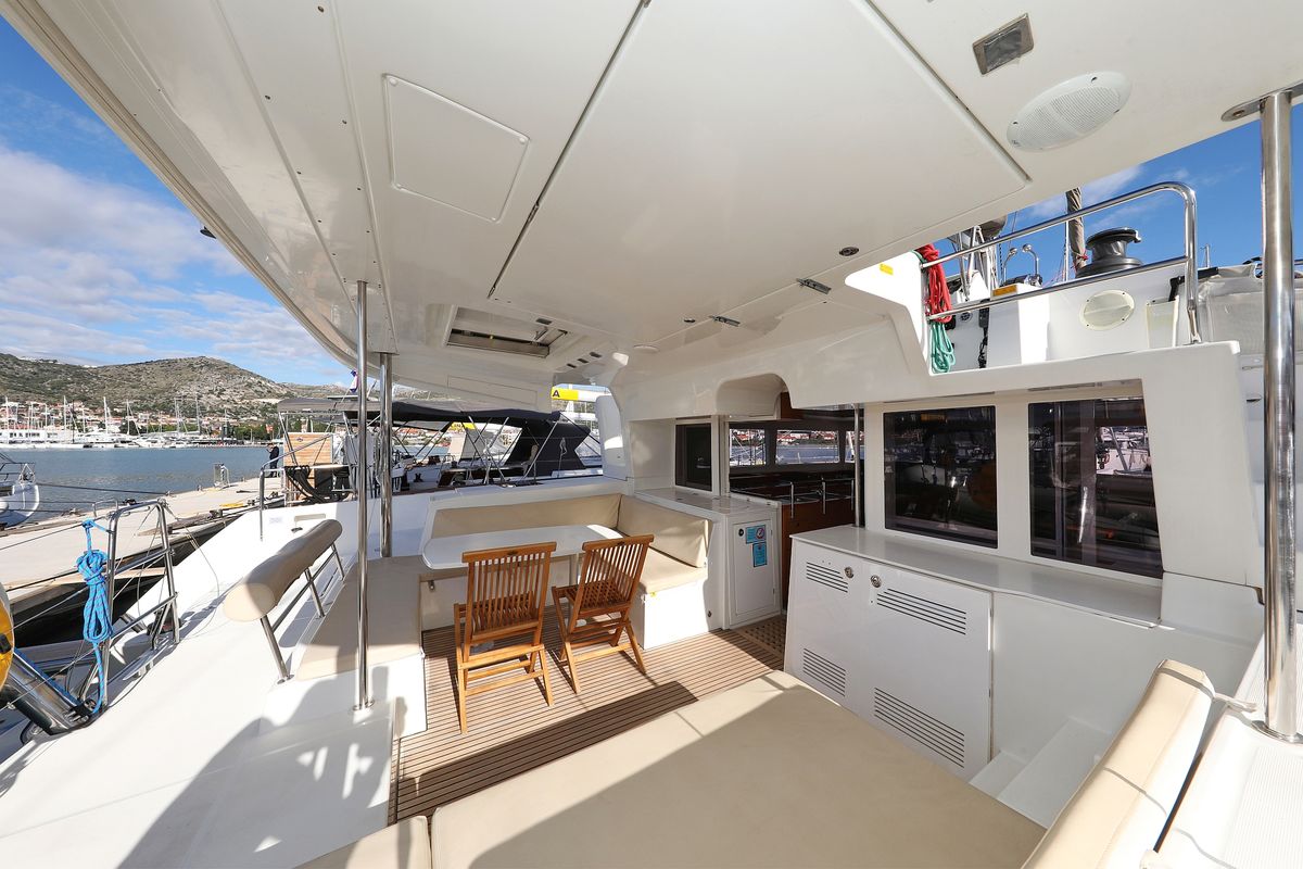 Deck of Simply The Best, a Lagoon 450 catamaran at Grad Trogir, Croatia