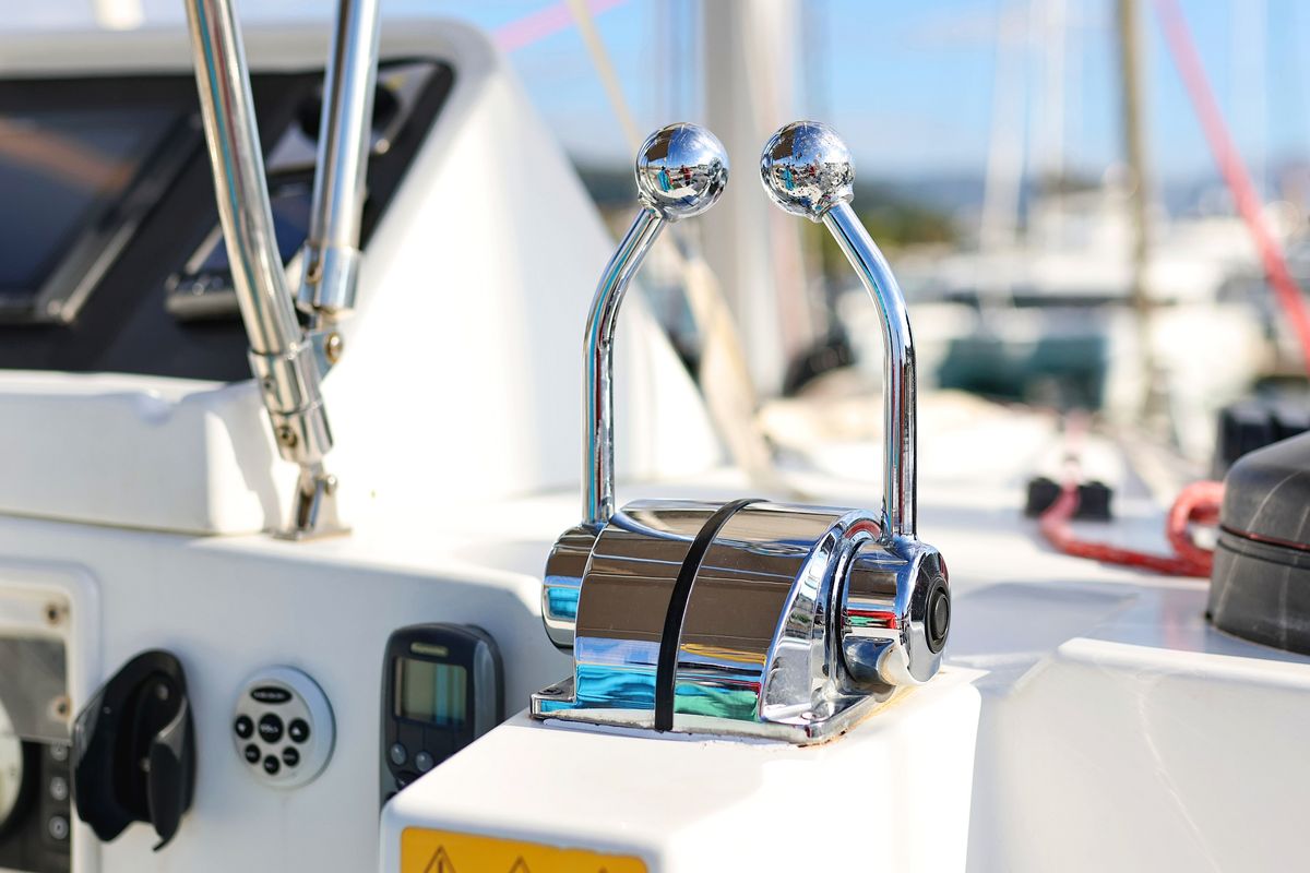 Cockpit of Simply The Best, a Lagoon 450 catamaran at Grad Trogir, Croatia
