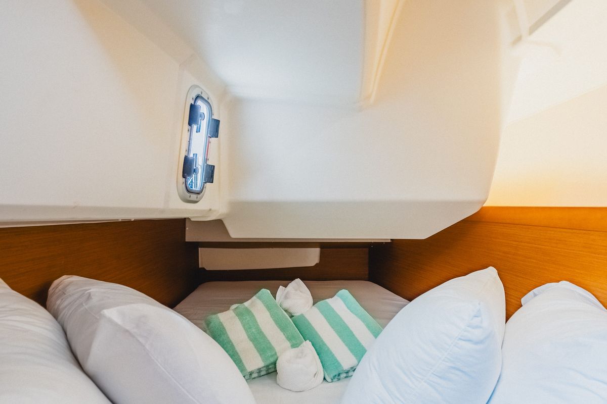 Cabin on Minx, a Jeanneau Sun Odyssey 349 sailboat at Road Town, British Virgin Islands