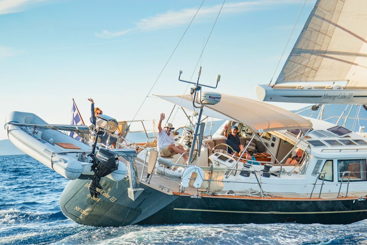 Deck of Morning Calm, a Gulet Sail boat sailboat at Municipal Unit of Ellomenos, Greece