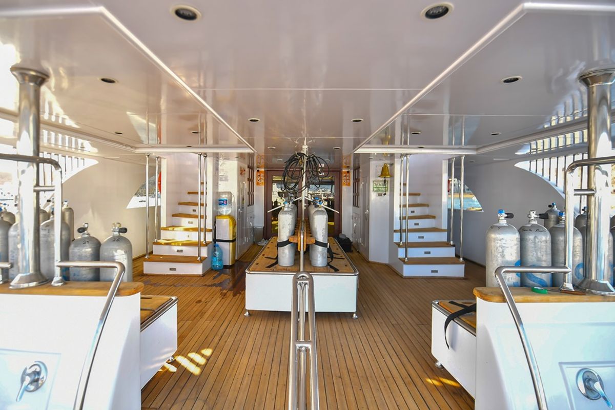 Deck of Comfort Cabin Upper Deck 4, a Gulet Luxury Motor Yacht motorboat at Sharm El Sheikh, Egypt