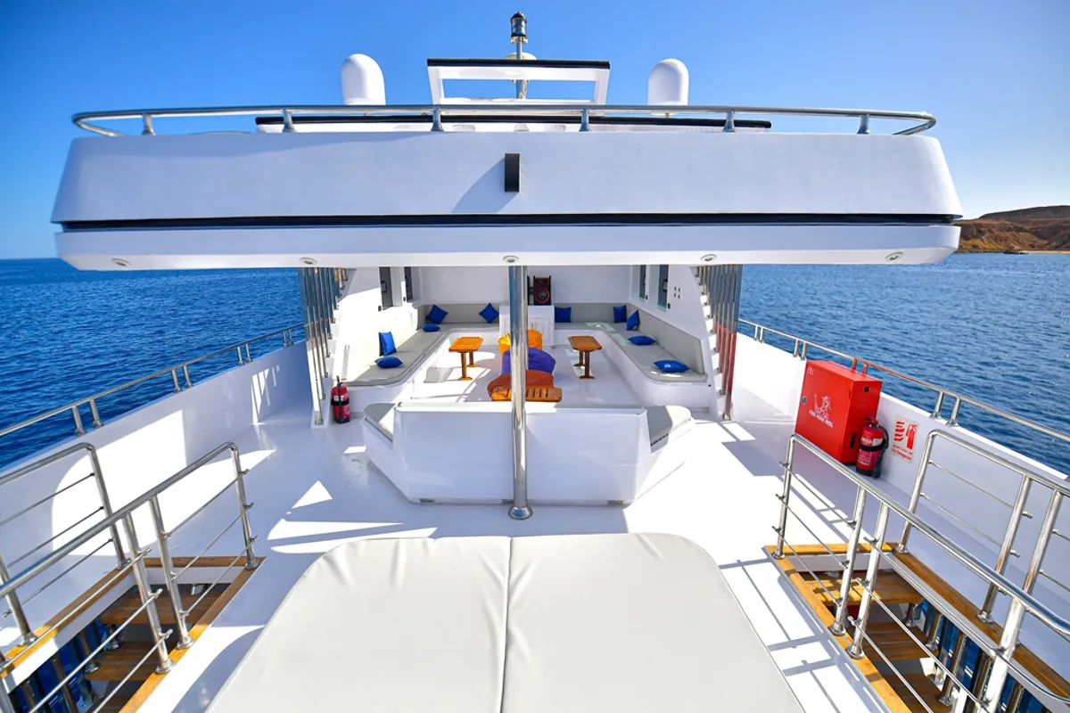 Deck of Comfort Cabin Upper Deck 4, a Gulet Luxury Motor Yacht motorboat at Sharm El Sheikh, Egypt