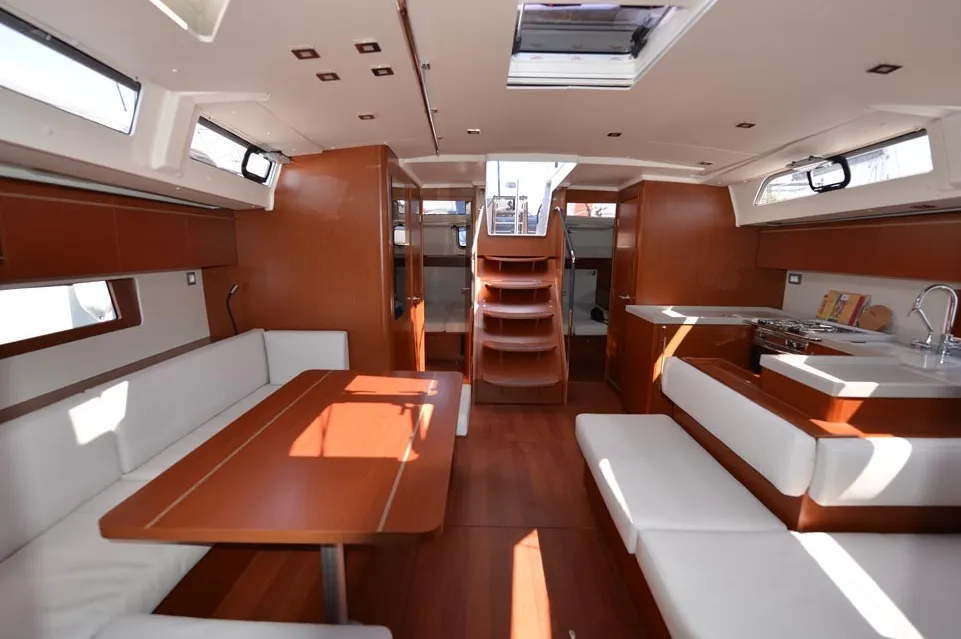 Salon of Bolero, a Beneteau Oceanis 51.1 sailboat at Municipal Unit of Lefkada, Greece