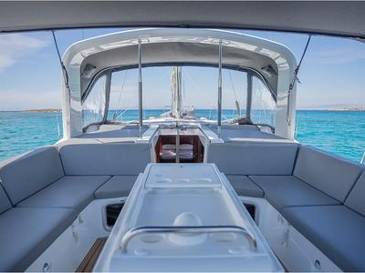 Deck of Bolero, a Beneteau Oceanis 51.1 sailboat at Municipal Unit of Lefkada, Greece