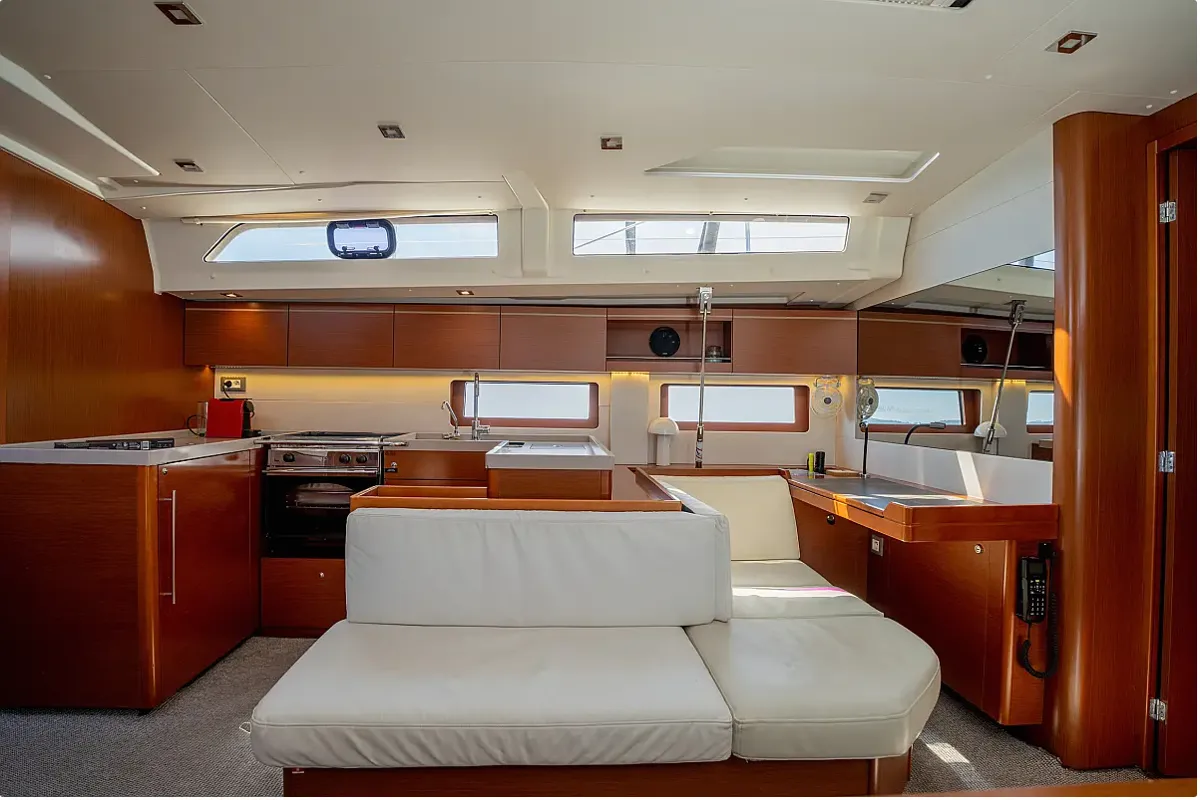 Salon of Bolero, a Beneteau Oceanis 51.1 sailboat at Municipal Unit of Lefkada, Greece