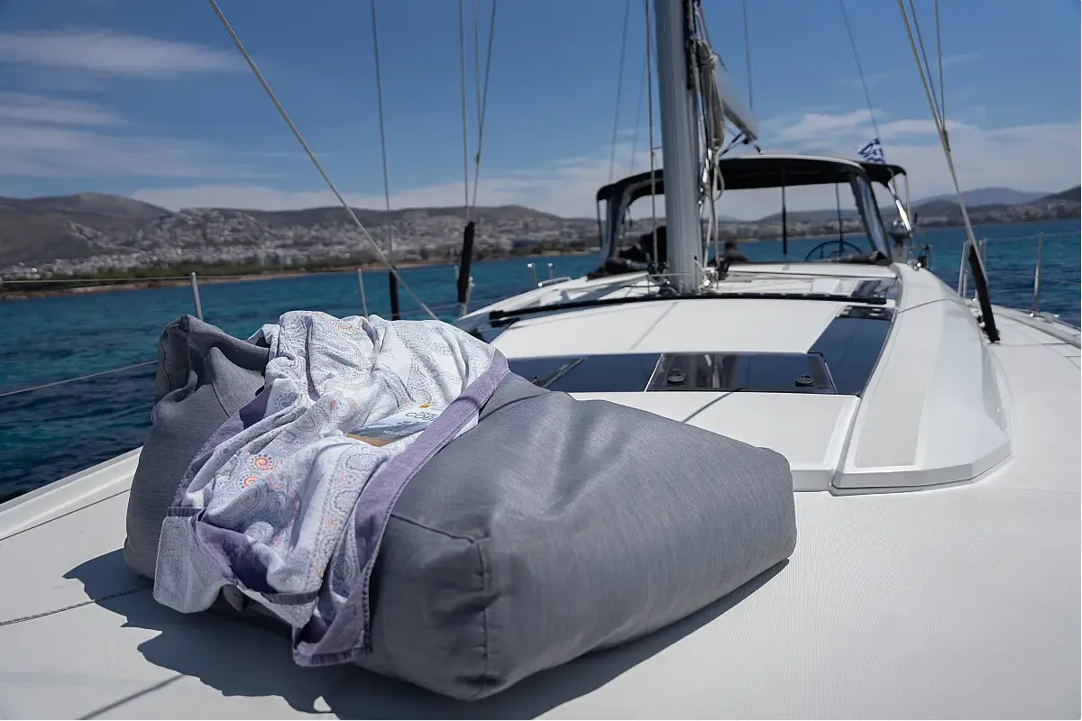 Deck of Bolero, a Beneteau Oceanis 51.1 sailboat at Municipal Unit of Lefkada, Greece