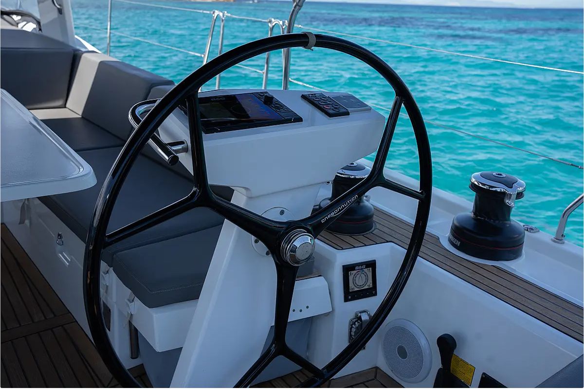 Cockpit of Bolero, a Beneteau Oceanis 51.1 sailboat at Municipal Unit of Lefkada, Greece