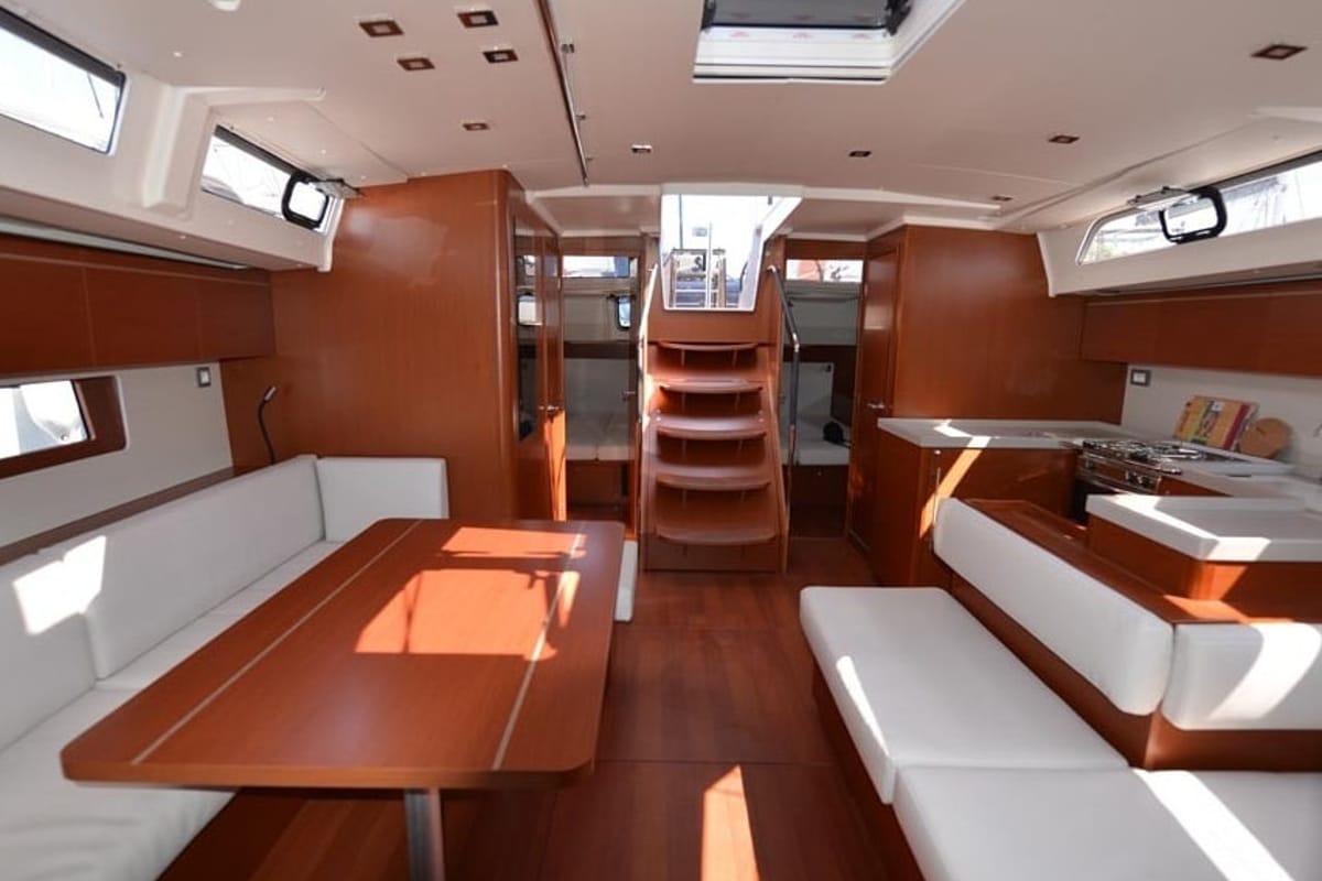 Salon of Bolero, a Beneteau Oceanis 51.1 sailboat at Municipal Unit of Lefkada, Greece