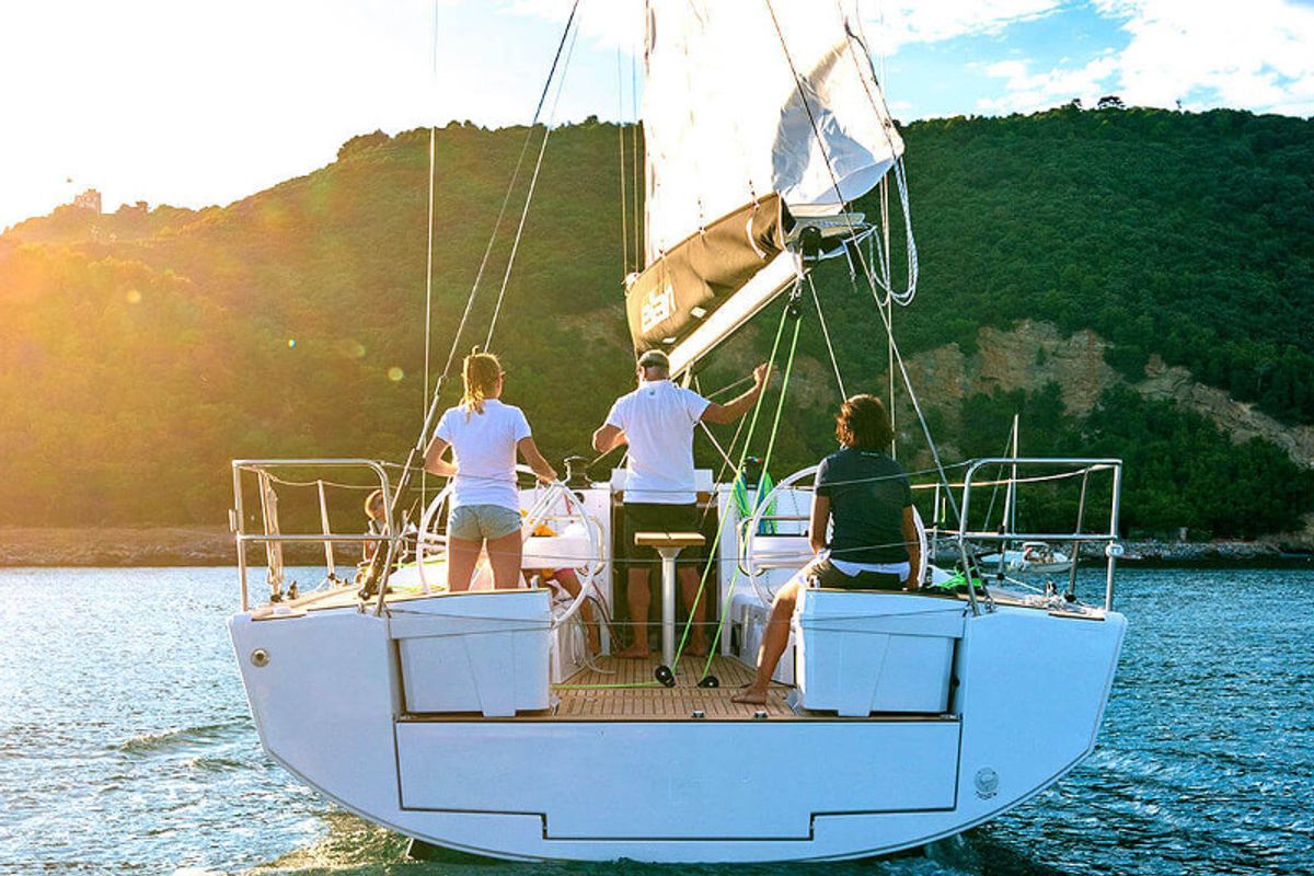 Exterior view of Lina, a Elan E5 sailboat at Primošten, Croatia