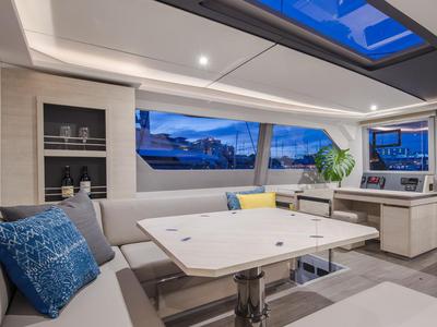 Salon of Moorings 5000-5 Club, a Leopard 50 catamaran at Tonnarella, Italy