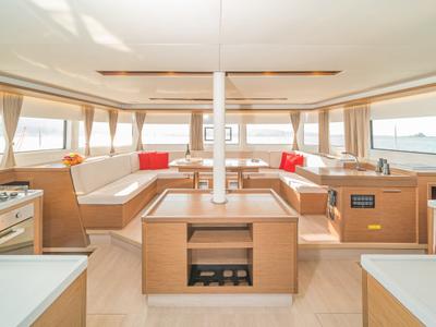 Salon of Jupiter, a Lagoon 50 catamaran at Municipal Unit of Lefkada, Greece