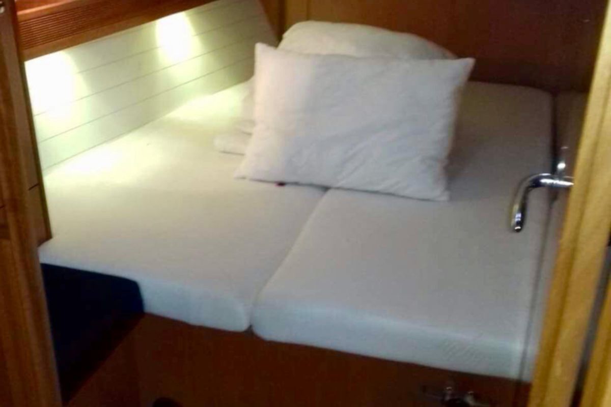 Cabin on Midas, a Bavaria 45 Cruiser sailboat at Municipal Unit of Lefkada, Greece