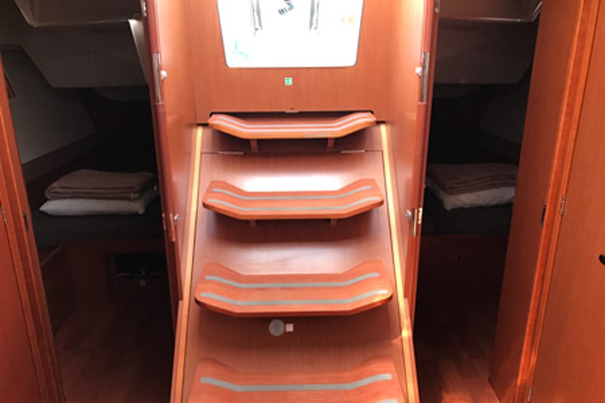 Salon of Skiron, a Beneteau Oceanis 48 sailboat at Athens, Greece