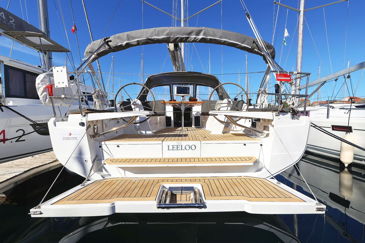 Exterior view of Leeloo, a Hanse Yachts Hanse 360 sailboat at Grad Šibenik, Croatia