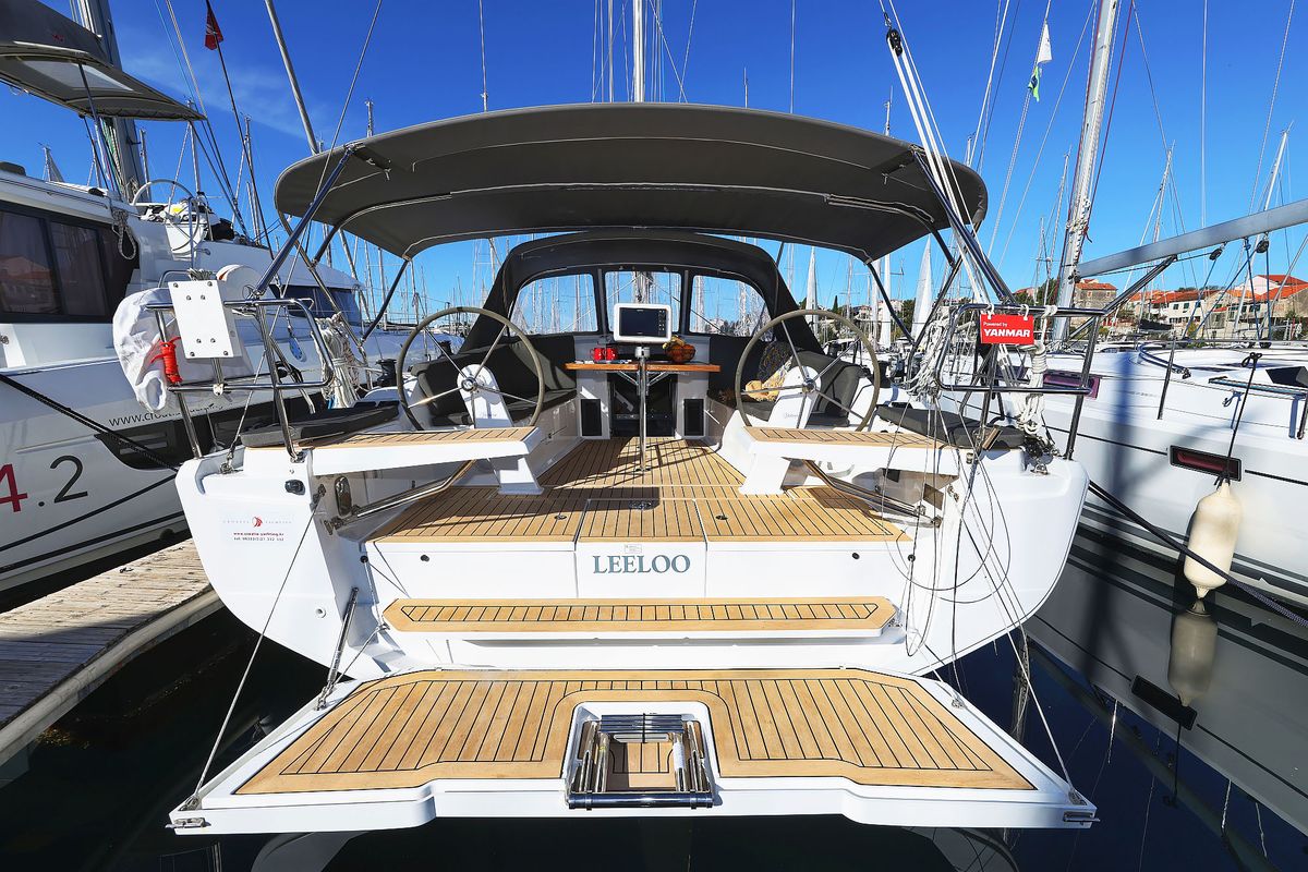 Exterior view of Leeloo, a Hanse Yachts Hanse 360 sailboat at Grad Šibenik, Croatia