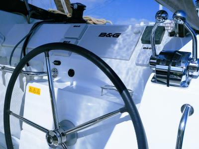 Cockpit of Lion Royal, a Lagoon 39 catamaran at Municipal Unit of Kranidi, Greece