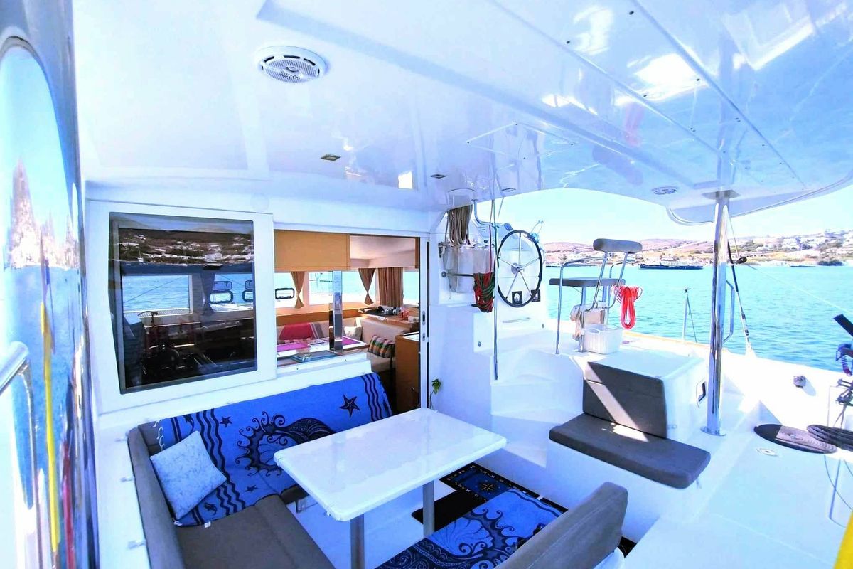 Salon of Lion Royal, a Lagoon 39 catamaran at Municipal Unit of Kranidi, Greece