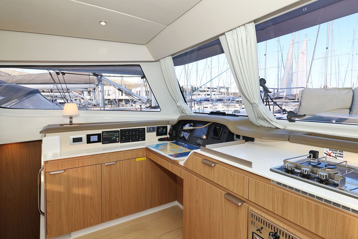 Galley of Agua De Luna, a Bali Catspace catamaran at Seget Donji, Croatia