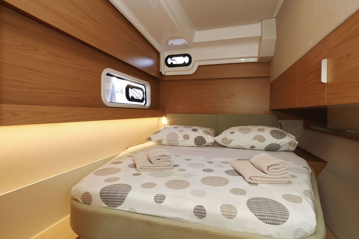 Cabin on Agua De Luna, a Bali Catspace catamaran at Seget Donji, Croatia