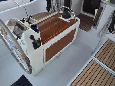 Cockpit of Orion X, a Beneteau Oceanis 370 sailboat at Volos Municipality, Greece