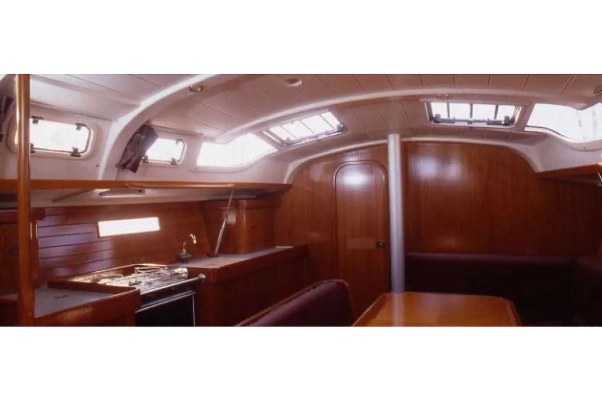 Salon of Orion X, a Beneteau Oceanis 370 sailboat at Volos Municipality, Greece