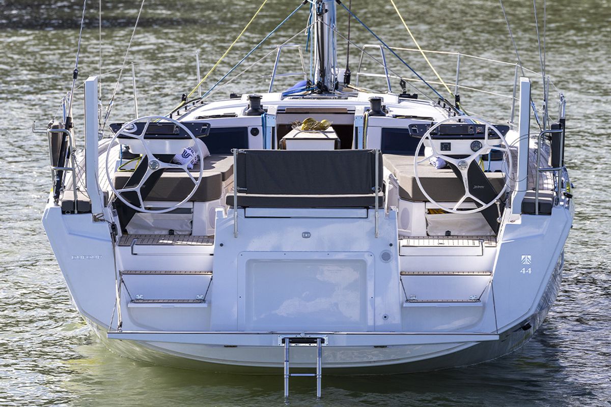 Exterior view of Estela, a Dufour 44 sailboat at es Jonquet, Spain