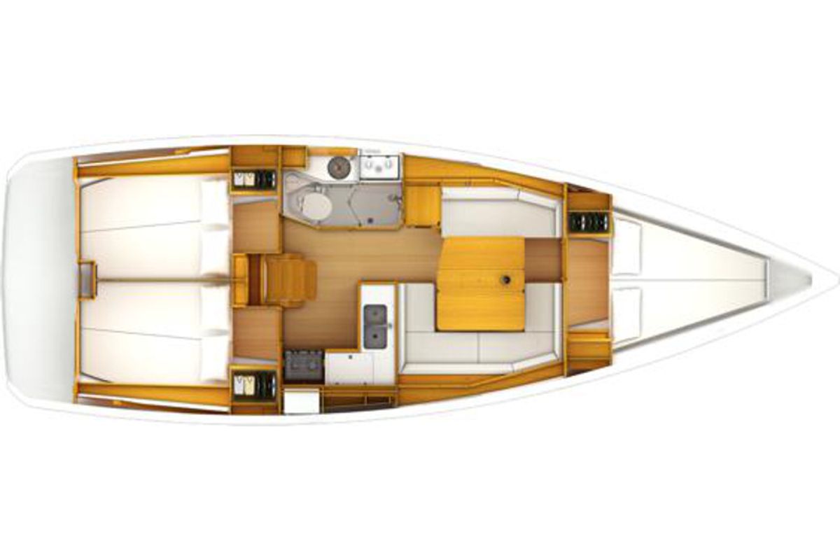 Floor plan of Santana, a Jeanneau Sun Odyssey 389 sailboat at Grad Šibenik, Croatia