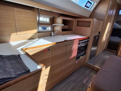 Galley of Sokol, a Elan Impression 45.1 sailboat at Grad Šibenik, Croatia