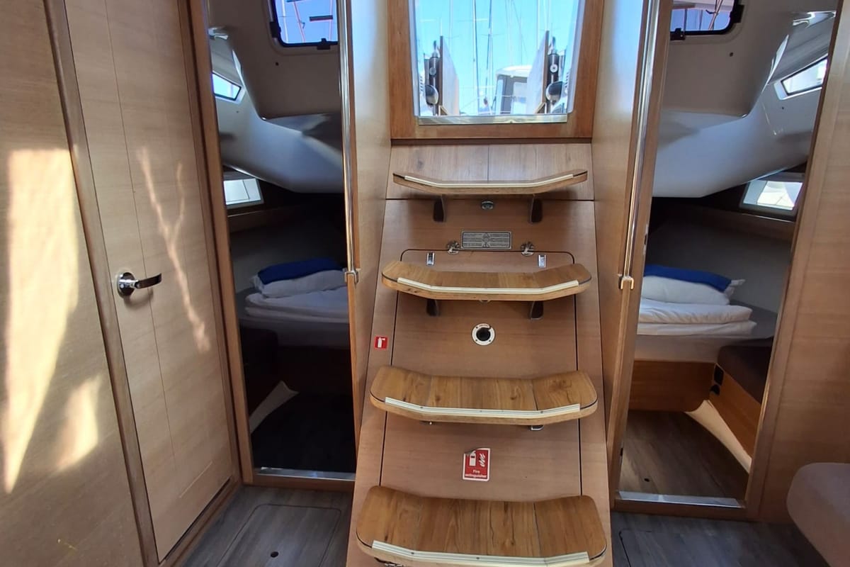 Salon of Sokol, a Elan Impression 45.1 sailboat at Grad Šibenik, Croatia