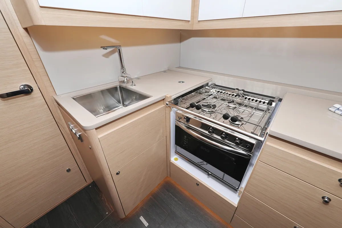 Galley of Fantasea, a Dufour 470 sailboat at Grad Vodice, Croatia