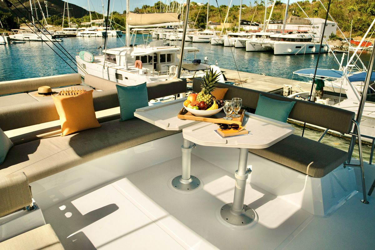 Deck of CattyShack, a Bali 4.8 catamaran at Parham Town, British Virgin Islands